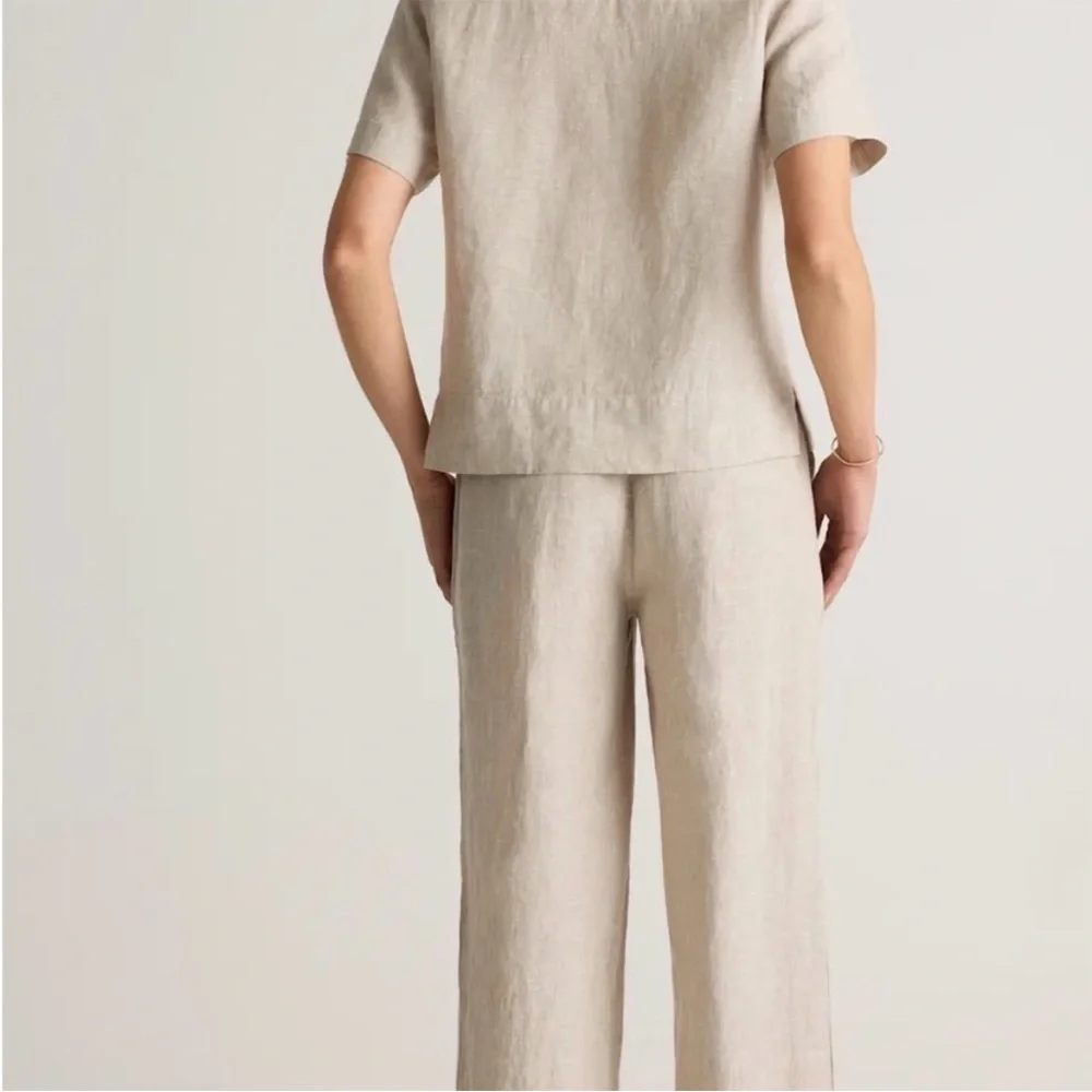 Quince 100% European Linen Wide Leg Pants JDA01 Beige L - Picture 4 of 17